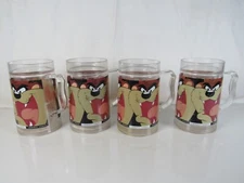 Vintage 1996 Looney Tunes Taz Tasmanian Devil Frosty Freeze Tall Mug lot of 4