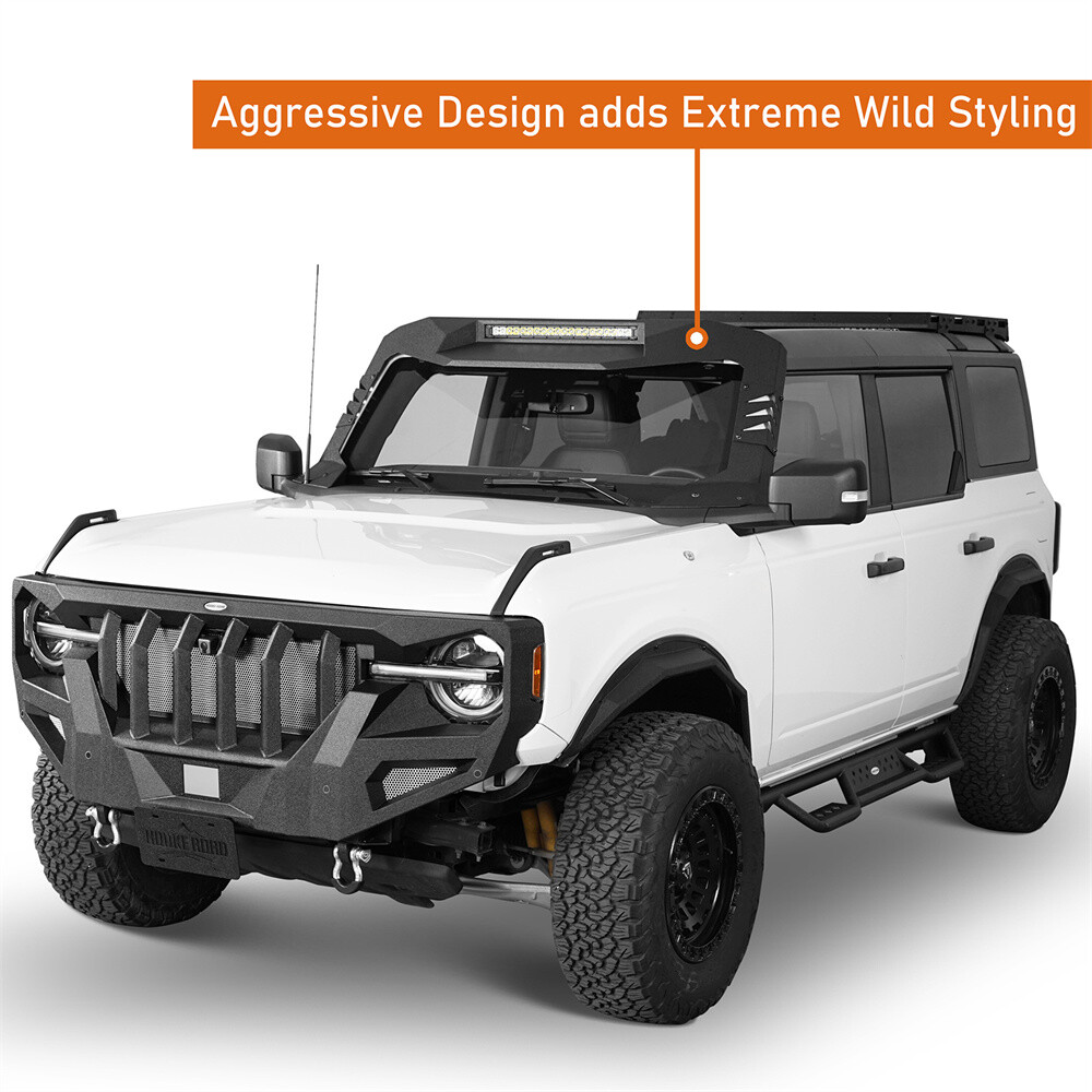 Mad Max Windshield Frame Cover Armor Set w/ Light Bar For 20212023 Ford Bronco eBay
