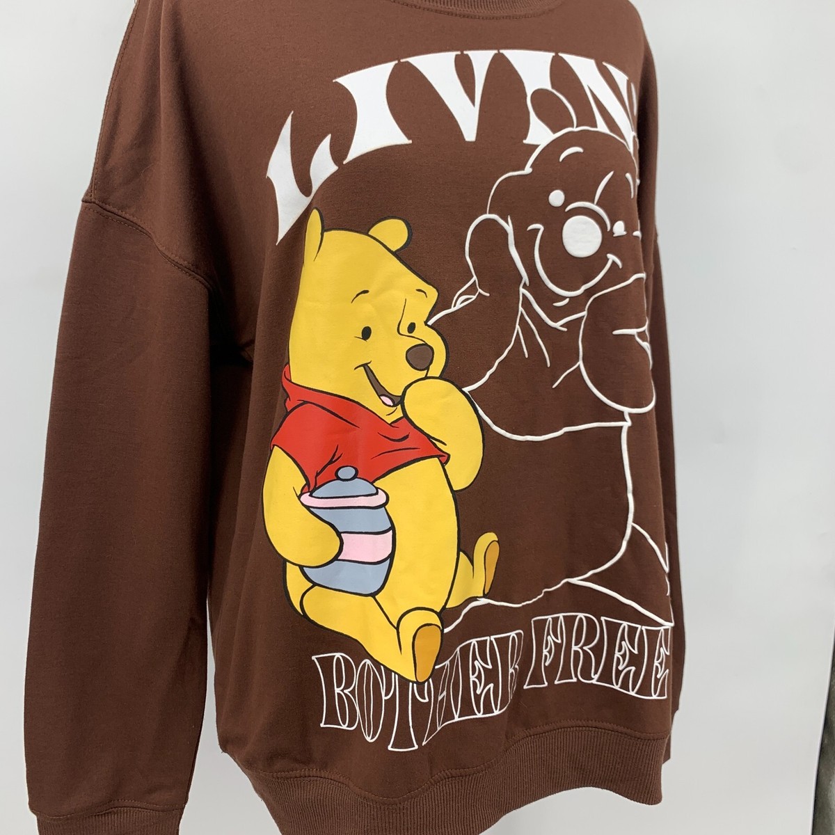 Champion Winnie the Pooh スウェット Medium Disney Winnie The Pooh Sweater Womens S Brown Crew Neck Micro