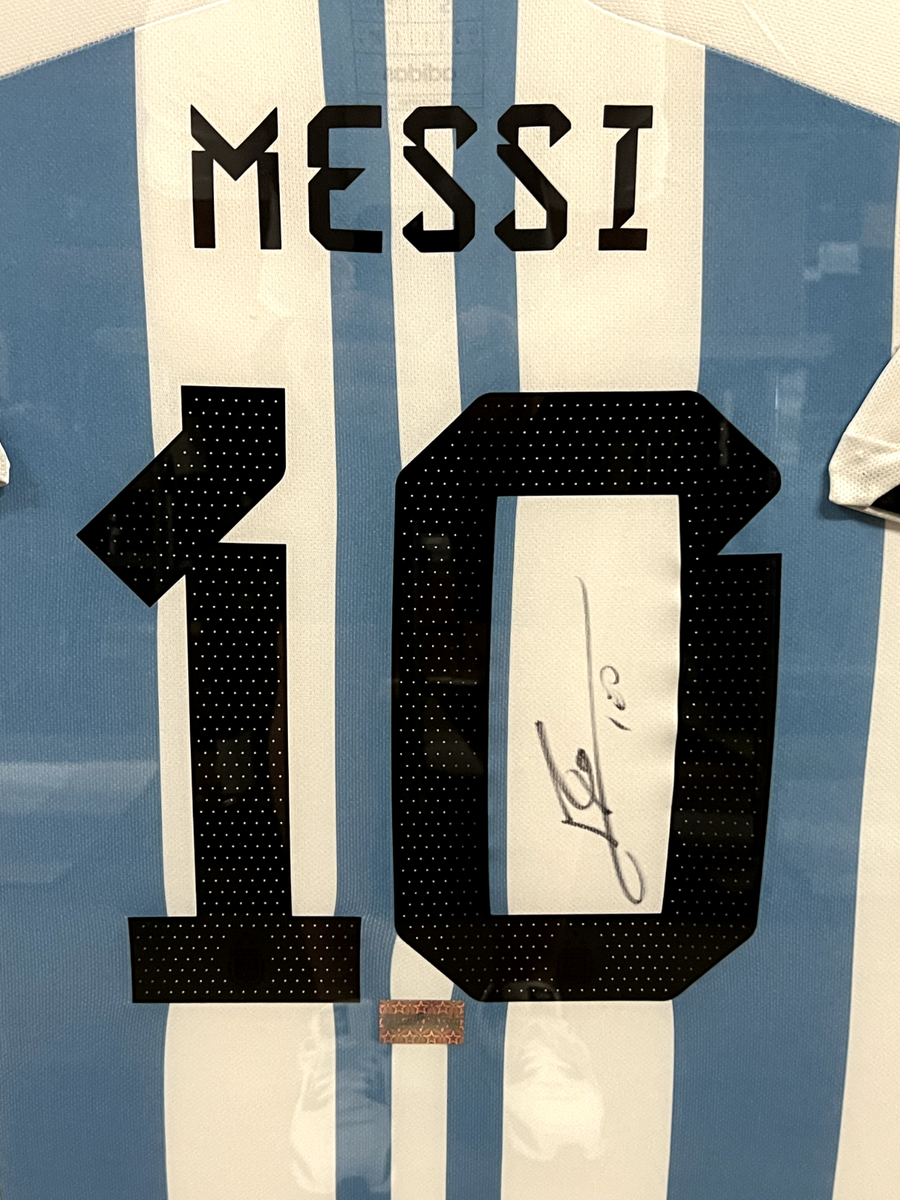 Lionel Messi Signed Autographed Argentina Jersey Framed to 32x40