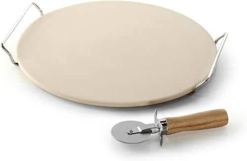 New Pizza Stone Round calzones Baking Rack Chef Oven Naturals Larges - Picture 1 of 8