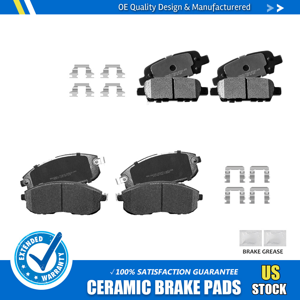 Front And Rear Disc Brake Pads Set Ceramic W Hardware
