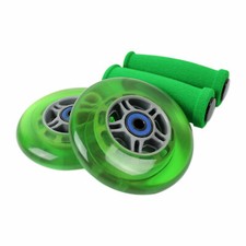 GREEN Replacement Razor Scooter Wheels, ABEC 7 Bearings, GREEN Grips