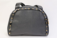 Vintage Rocco Barocco Black Leather Studded Satchel Bag