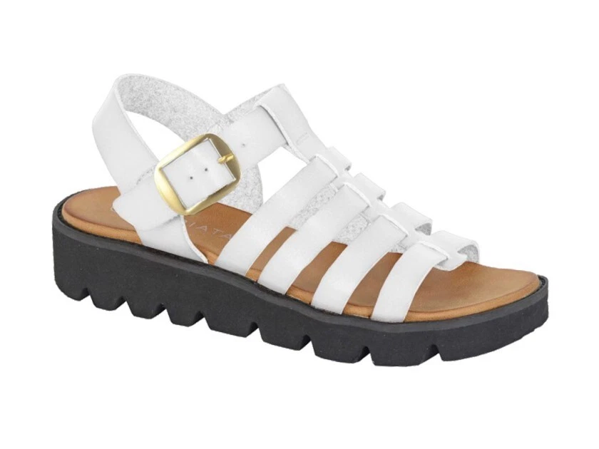 Cipriata T bar halter back wedge sandals Style 415 Azia Colour white New 3-8