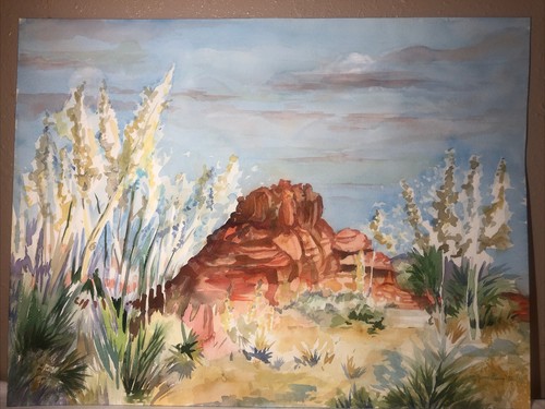 Original Art Watercolor Painting JOAN PERRY (1928-2019) 24” W X 18” H Landscape - Picture 2 of 8