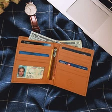 Leatherboss Genuine Leather Men Cowhide Western Large Bifold Wallet, Tan 