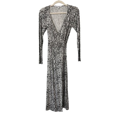 Good American Python Wrap Dress Womens 0 Gray Snake Animal Print Rayon Blend NEW