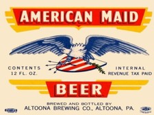American Maid Beer of Altoona, PA NEW Metal Sign: Large Size - 12 x 16"