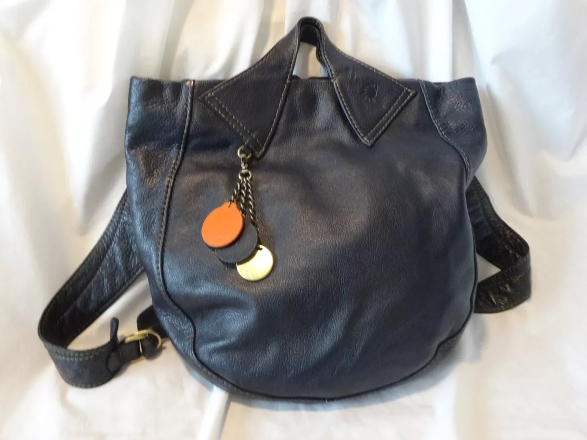 Navy leather cheap bucket bag