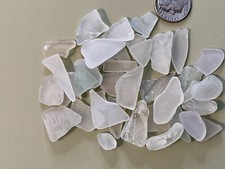 W 1218 -Genuine Surf Tumbled Sea Glass/ White Frosted Beach Glass
