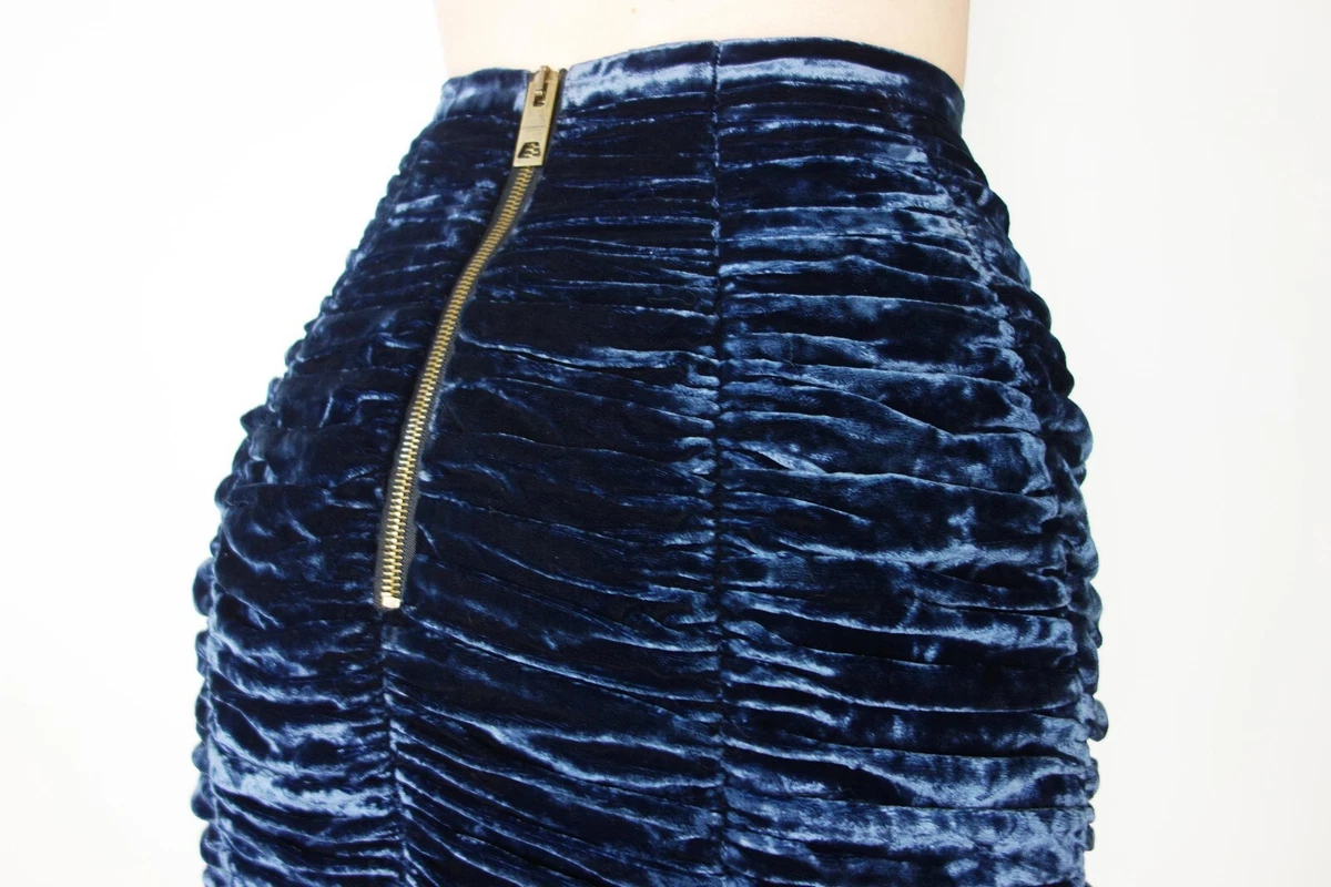 Navy velvet top pencil skirt