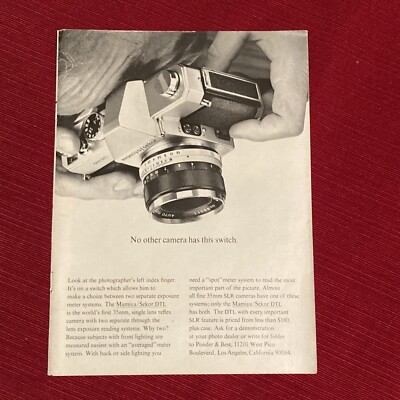 Mimiya/Sekor DTL Camera 1968 Print Ad - Great To Frame!