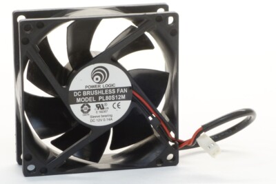 Power Logic PL80S12M 80x80x25mm Computer Brushless Fan 2-Pin DC-12V 0.14A 28 dBA