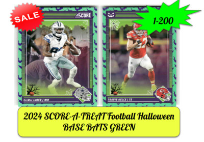 2024 SCORE-A-TREAT Football Halloween BASE BATS GREEN 1-200 (YOU PICK/CHOOSE)
