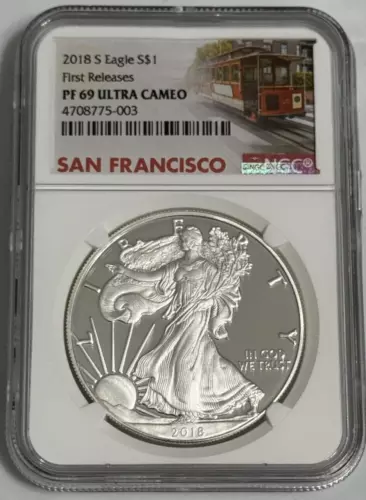 2018 S Silver American Eagle Proof NGC PF69 ULTRA CAMEO First Releases