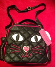 Wt Betsey Johnson Lunch Tote Insulated Bag Kitty Cat Pink Fushia Betsey Johnson Lunch Box Black Cat Kitty Face Tote Bag Insulated Quilted New