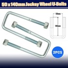 2x Trailer Jockey Wheel U Bolt Nut Square 50mm x 140mm M12 Arm Long Boat Caravan