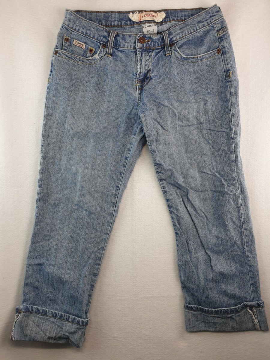 キャブクロージング c.a.b. CLOTHING デニム Z Cavaricci Women Cuffed and Cropped Blue Jeans Size 9/Medium Wash