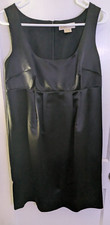 Michael Michael Kors Black Satin Dress Empire Waist Bubble Pleated 10