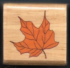 MAPLE TREE LEAF FALL AUTUMN COLOR GIFT Tag Craft NEW wood mount RUBBER STAMP