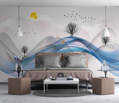3D Blau Welle M7117 Tapete Wandbild Selbstklebend Abnehmbare Aufkleber Eve