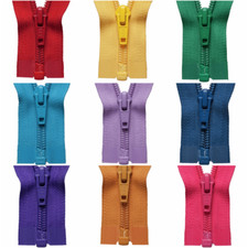 YKK Nylon Open End Zips 26" 28" 30" 32" 5mm Teeth 25 Colours