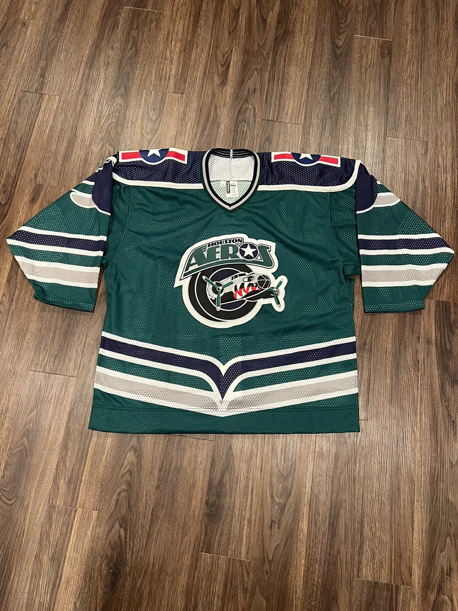 Bauer Authentic Houston Aeros Mesh IHL Hockey Jersey Vintage White Home 52  RARE