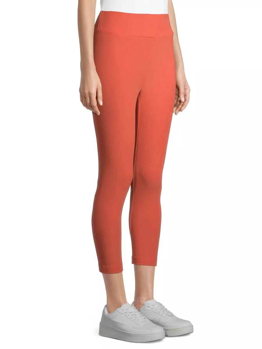 Time & Tru Women's High Rise Pull On Capri Leggings 3XL (22) Orange Saffron