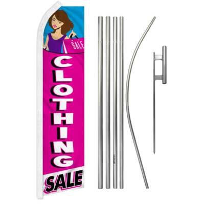 Clothing Sale Advertising Swooper Feather Flutter Flag & Pole Kit Clothes Sale