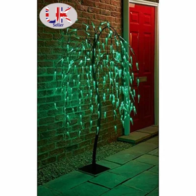SPOT ON DEALZ 5 Ft Weeping Willow Tree Christmas Decoration 240 Green LED Lights Outdoor