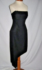 Sexy David Meister Black Strapless Dress w Asymetrical Hemline sm sz 2