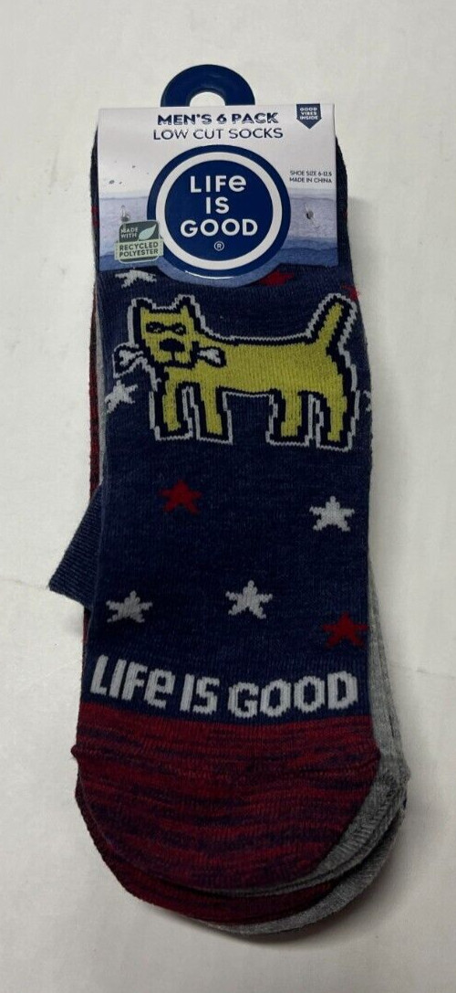 Life Is Good 6 Pair Men's Low Cut Socks Lightweight, Moistur