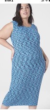 NWT lane Bryant Bodycon Blue Black Spacedye Rib Long Sleeveless Dress 18 20 Tank