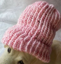 Ribbed Beanie Knit Hat Ski Cap Skull Warm Winter Double Pink Cuff Sparkle 