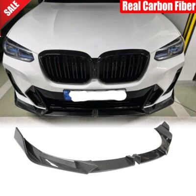 Real Carbon Front Bumper Lip Spoiler For BMW X3 G01 IX3 X4 G02 M-TECH 2022-2024