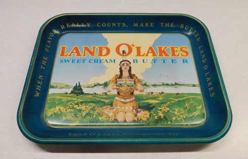 Vintage LAND O' LAKES Metal Tray Serving Advertising Sweet Cream Butter