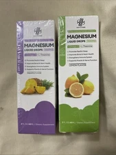 2 pk Magnesium Liquid Drops 2oz Glycinate L-Theanine Omega-3 Exp 05/26+