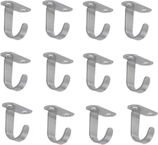 12-Pack Stainless Steel Screws Mount Ceiling Hooks, Under-Shelf Coat Hook, Towel