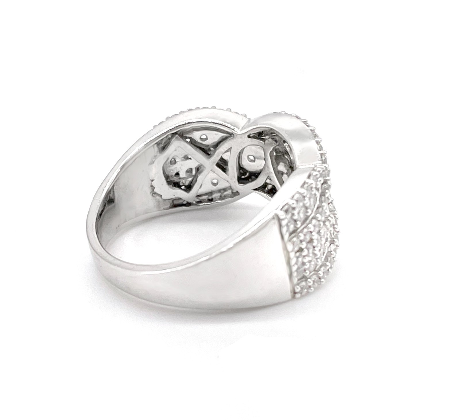 Sterling Silver Pavé Crossover Statement Ring 14K… - image 4