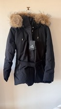 Mackage JENI-FZ Parka noire à capuche fausse fourrure ceinturée zippée S