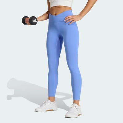 adidas Damen Training 3 Streifen Studio All Me 7/8 X-Over Leggings blau