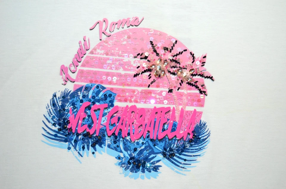 $950 RARE Fendi SS18 "West Garbatella" T-Shirt Pop Tour Limited Sequins Size XL - Image 2 of 4