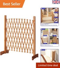 Natural Wood Expanding Fence - Stylish Folding Garden & Pet Barrier, 90cm High