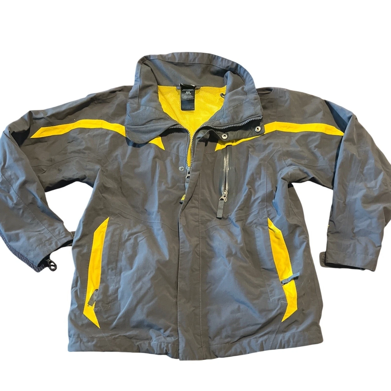 The North Face Boy's Medium M 10 12 Gray Yellow Hyvent Jacket