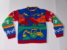 Vintage Childrens Hot Cashews Sweater "Trucks  Construction USA Made