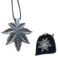 Hematite Marijuana Pendant Necklace Ganja Leaf Cannabis Gemstone Jewellery & Bag