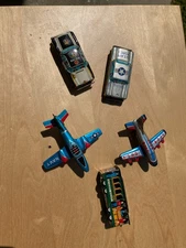 VINTAGE TIN AIRPLANES, POLICE CAR, AIR FORCE, SF POWELL TROLLEY, NR MINT, MIJ