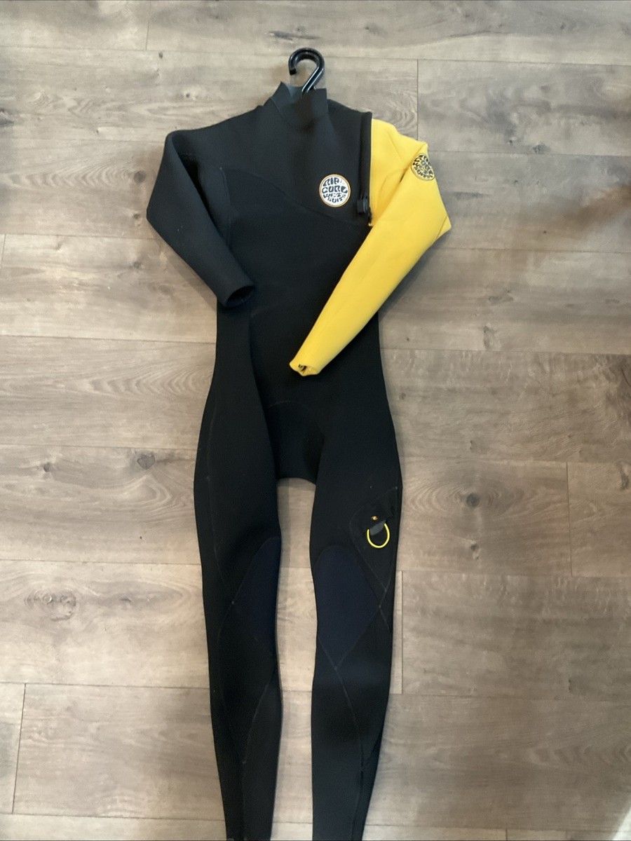 Rip Curl フルスーツ サイズ6 ネイビー/イエロー RipCurl Men's E6 E-Bomb Pro 3/2mm Sealed Zip Free Wetsuit Black