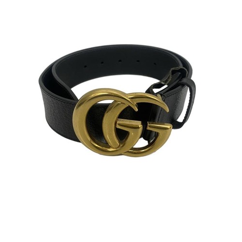 Used GUCCI◆Belt_GG Marmont/Leather/BLK/Plain/Men's